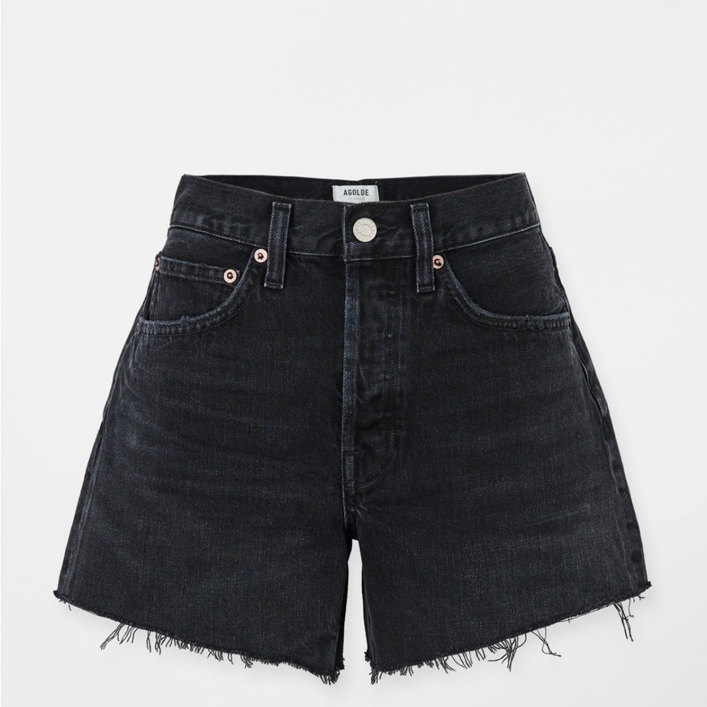 Agolde Parker Long Dark Denim Jean Shorts